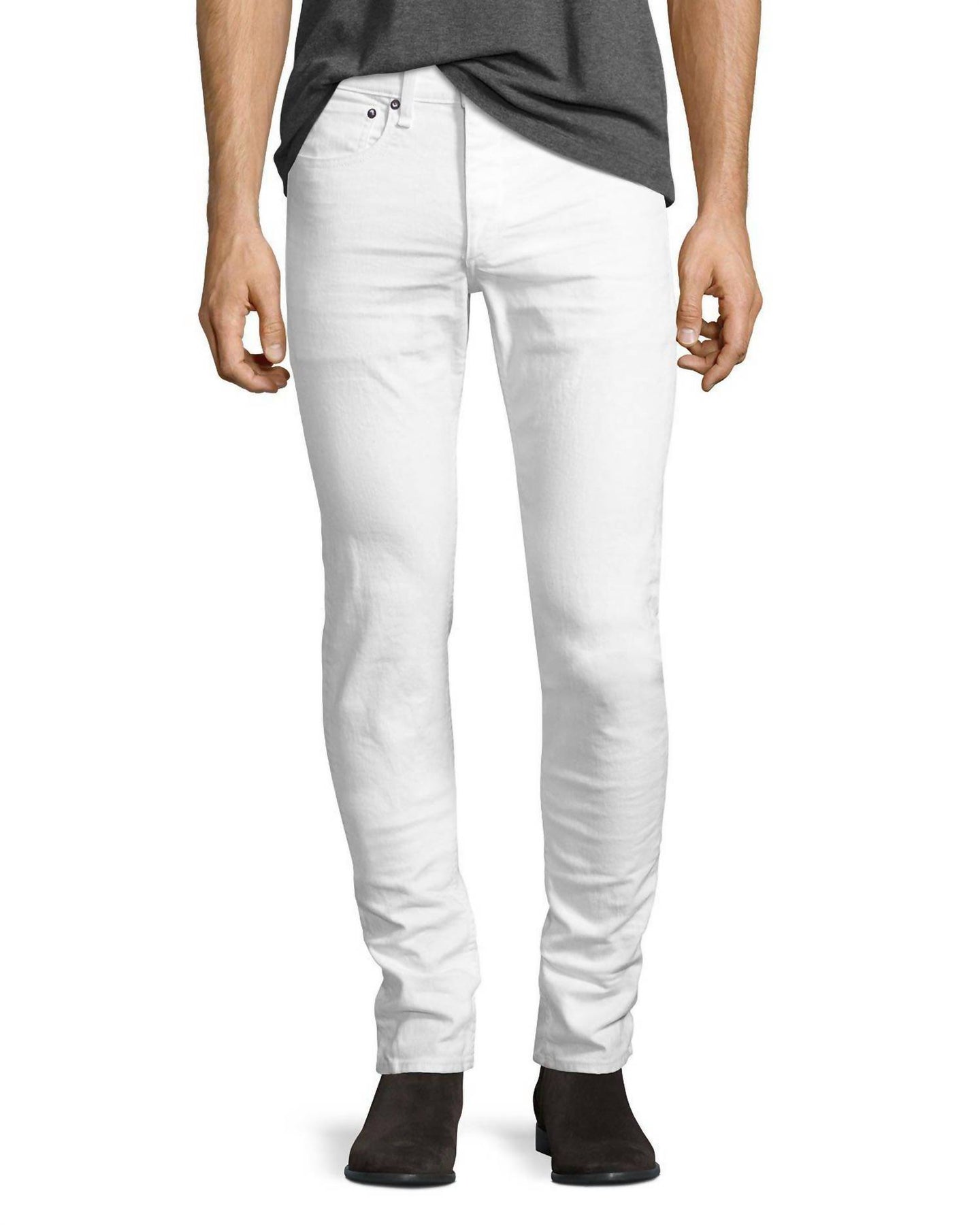 Fit Jeans – gealtertes Weiß, Selvedge, eng geschnitten
