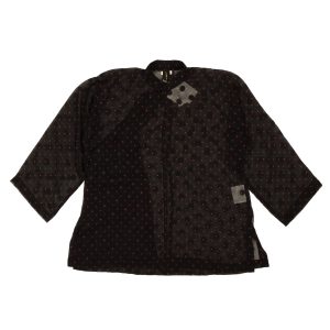 Bluse – Punktemuster, Schwarz, Seide, Rot