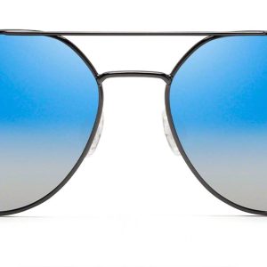 Waterfront Damen-Sonnenbrille – Dunkles Gunmetal, zweifach verspiegelte Gläser in Blau bis Silber
