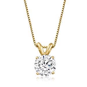Ross-Simons Solitär-Diamanthalskette aus 14 kt Gelbgold