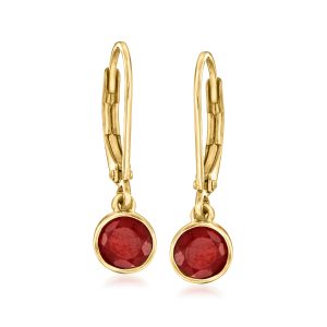 Ross-Simons Hängeohrringe mit Rubinen in Zargenfassung aus mit 18 kt Gold vergoldetem Sterlingsilber