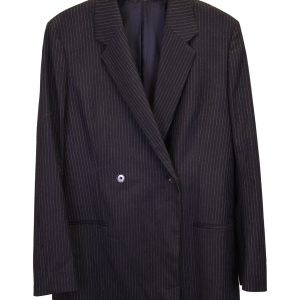 Toteme zweireihiger gestreifter Blazer aus schwarzer Viskose