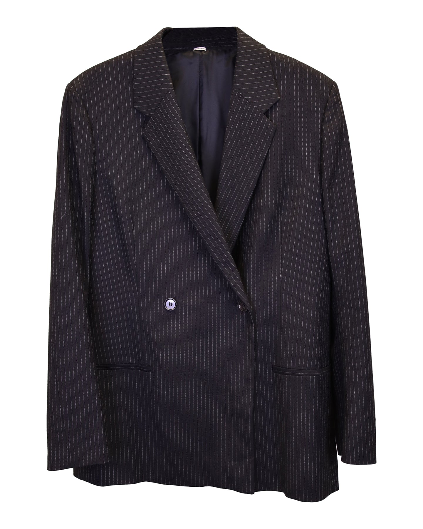 Toteme zweireihiger gestreifter Blazer aus schwarzer Viskose