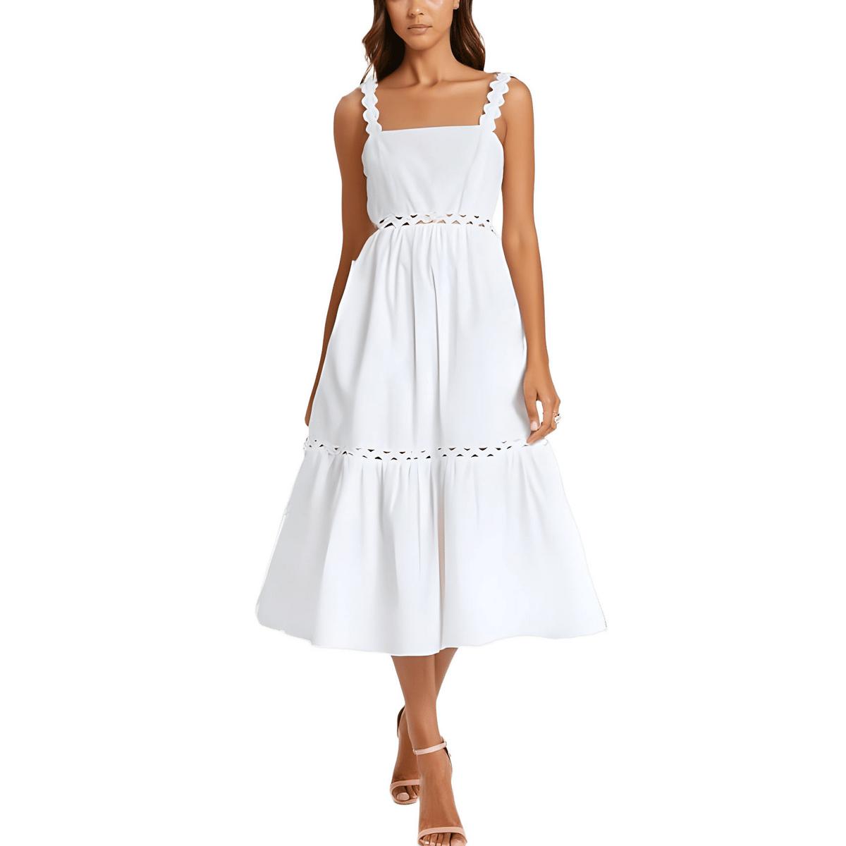 Kleid – eckiger Ausschnitt, ärmellos, Midi