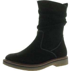Stiefeletten – locker fallender Schaft, Veloursleder