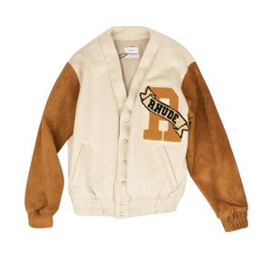 Strickjacke – Bomber-Stil, Beige, Hellbraun