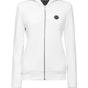 Kapuzen-Sweatjacke mit durchgehendem Reißverschluss und mehrfarbigem Totenkopfmotiv