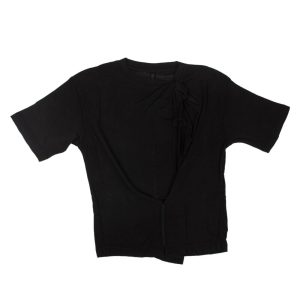 Unravel Project Seiden-T-Shirt mit Biesen in Schwarz