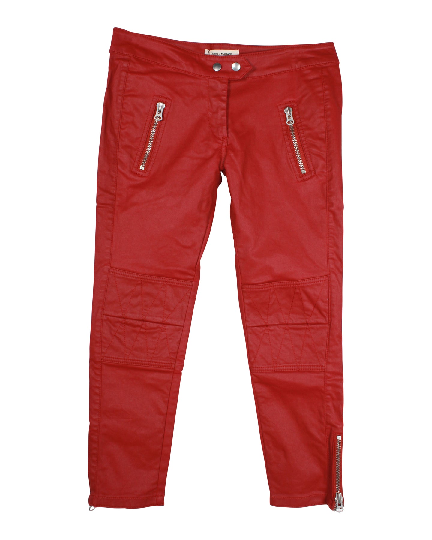 Isabel Marant x H&M gewachste Bikerjeans aus roter Baumwolle – 7748654923836