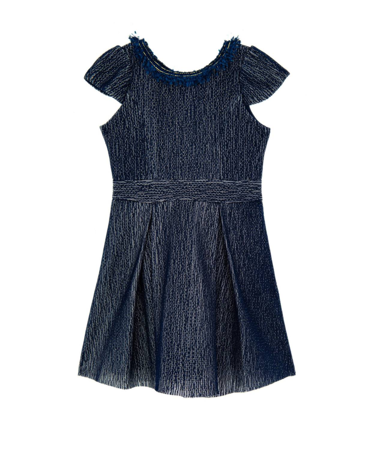 Ashley Collar Kleid – Fransen, Mädchen, Marineblau
