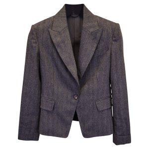 Brunello Cucinelli Blazer aus grauer Wolle mit Nadelstreifen – 7733742436412