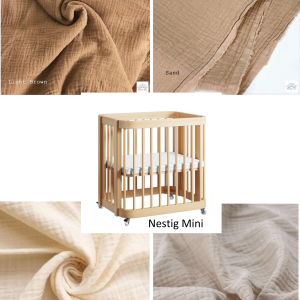Maßgefertigtes Spannbettlaken aus doppelter Bio-Baumwollgaze für Nestig Mini-Babybett
