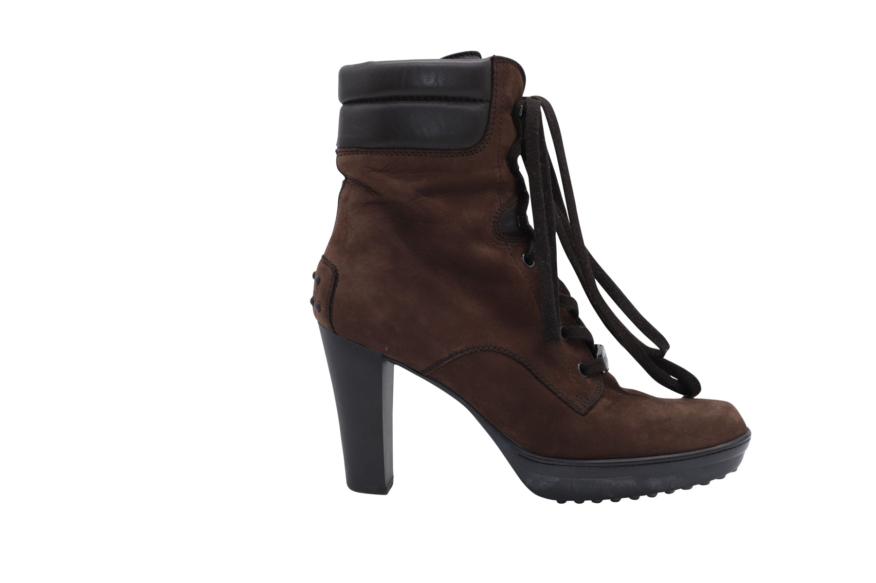 Tod's Aspen Penny Lu Stiefel – Schnürung, mit Absatz, Veloursleder, Braun