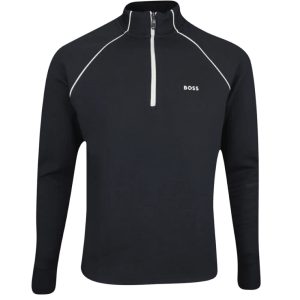 Hugo Boss Sweat Herren-Sweatshirt mit halbem Reißverschluss – Schwarz