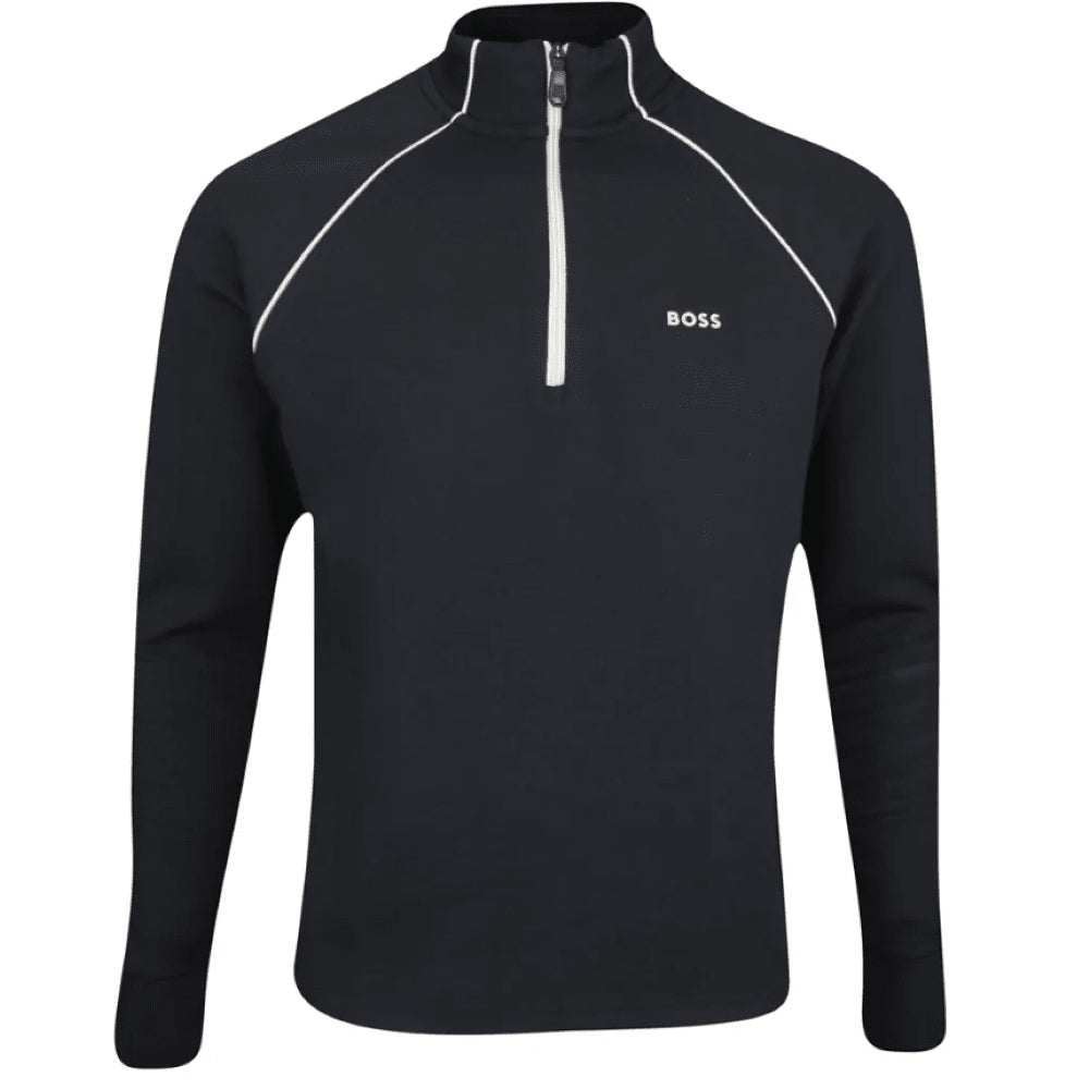Hugo Boss Sweat Herren-Sweatshirt mit halbem Reißverschluss – Schwarz