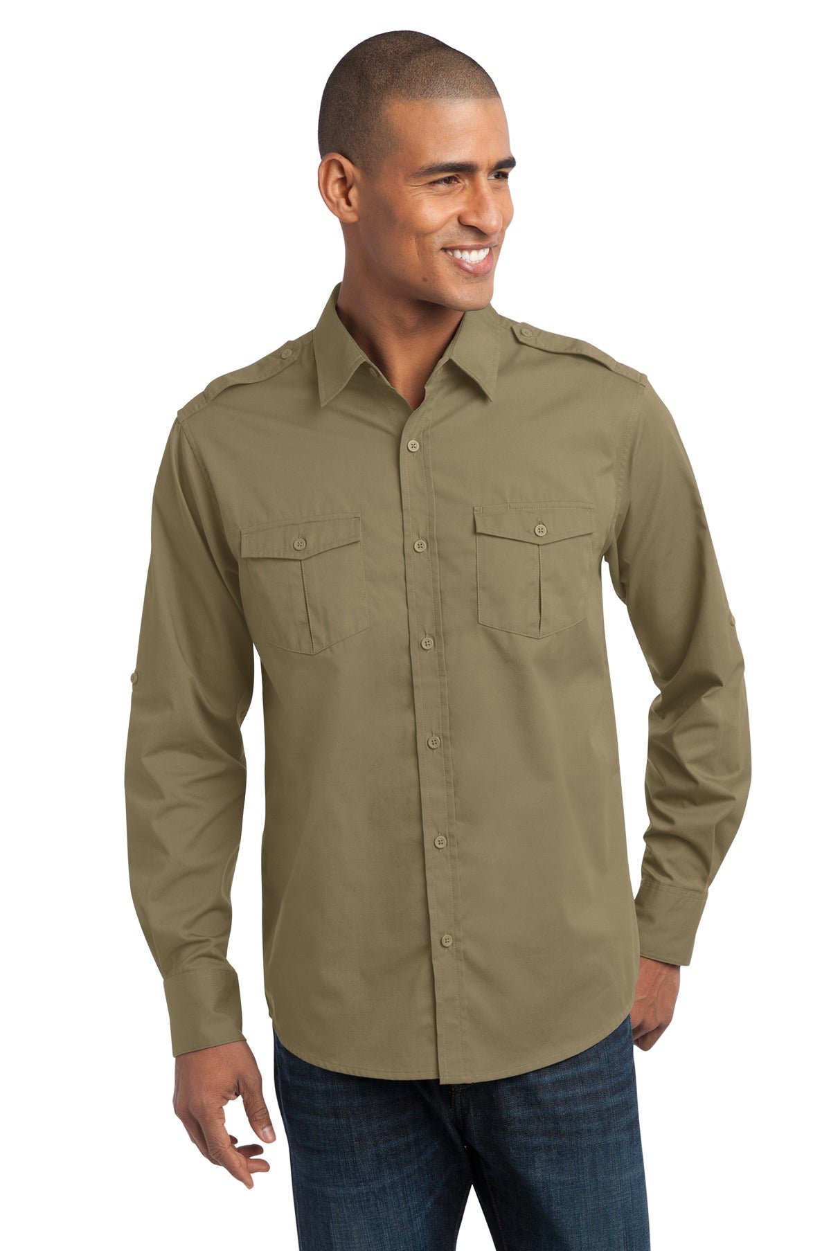 Port Authority S649 Hemd – Fleckenlöse-Ausrüstung, hochrollbare Ärmel, Twill, Herren