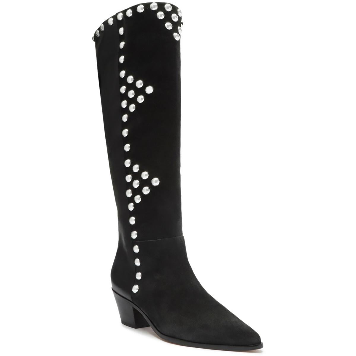 Bota kniehohe Stiefel – Nietenbesatz, Veloursleder
