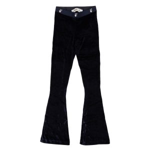 Blaue ausgestellte Veloursleggings