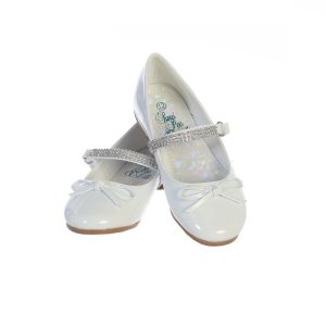 Weiße festliche Mädchen-Lackschuhe mit Strass, Kleinkindgröße 9 bis Kindergröße 5
