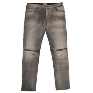 Schwarze Herren-Skinny-Jeans mit verwaschenem Effekt und Reißverschlussdetails
