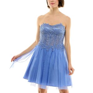 Tailliertes ausgestelltes Spitzen-Minikleid für junge Damen