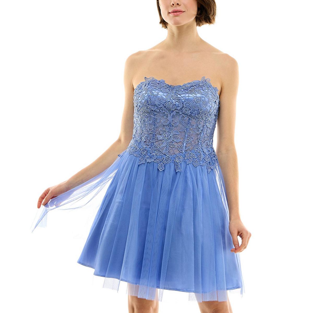 Tailliertes ausgestelltes Spitzen-Minikleid für junge Damen