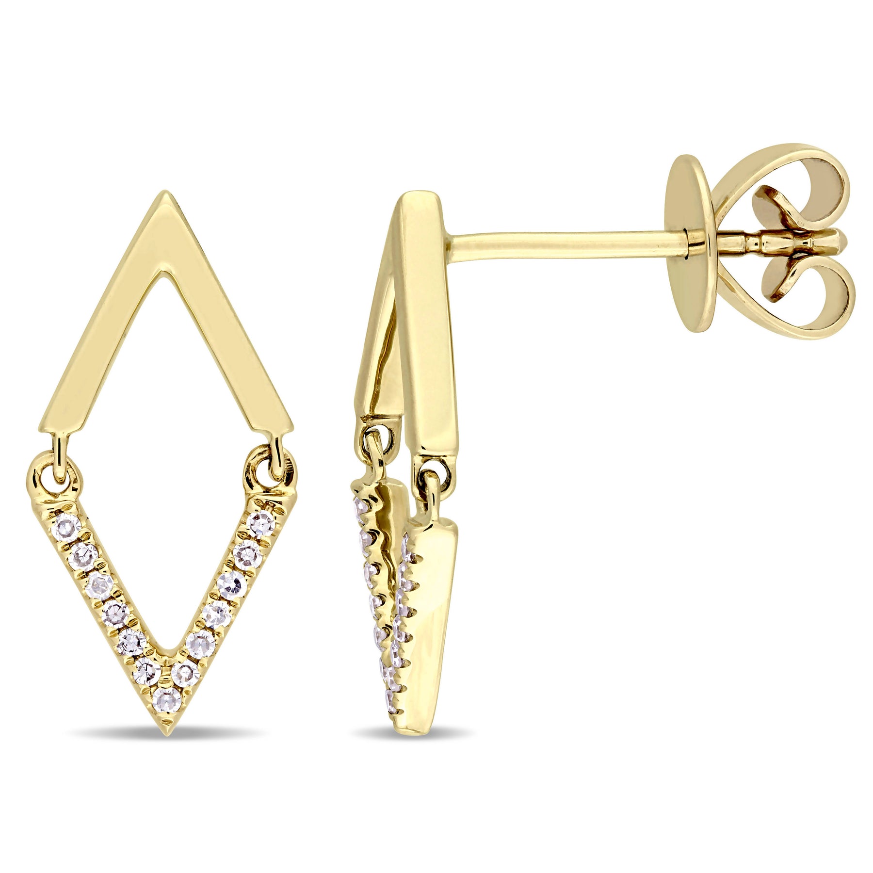 Mimi & Max geometrische Ohrringe mit Diamantakzent aus 14 K Gelbgold