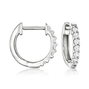 Ross-Simons Creolen – Sterlingsilber, im Labor gezüchtet, Diamant