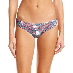 Paisley Bikinihose – Hipster-Schnitt, mehrfarbig, Weiß, Capri-Länge