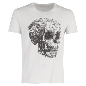Alexander McQueen T-Shirt mit Totenkopfmotiv aus weißer Baumwolle