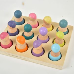 Regenbogen-Steckfiguren aus Holz – 12-teiliges Set