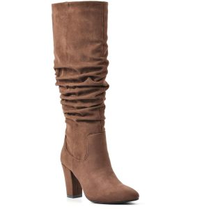 Compassion lockere Overknee-Stiefel aus Velourslederimitat