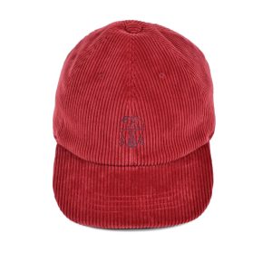 Brunello Cucinelli rote Cord-Baseballkappe