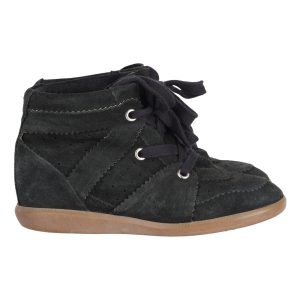 Isabel Marant Bobby High-Top-Keilsneaker aus schwarzem Veloursleder