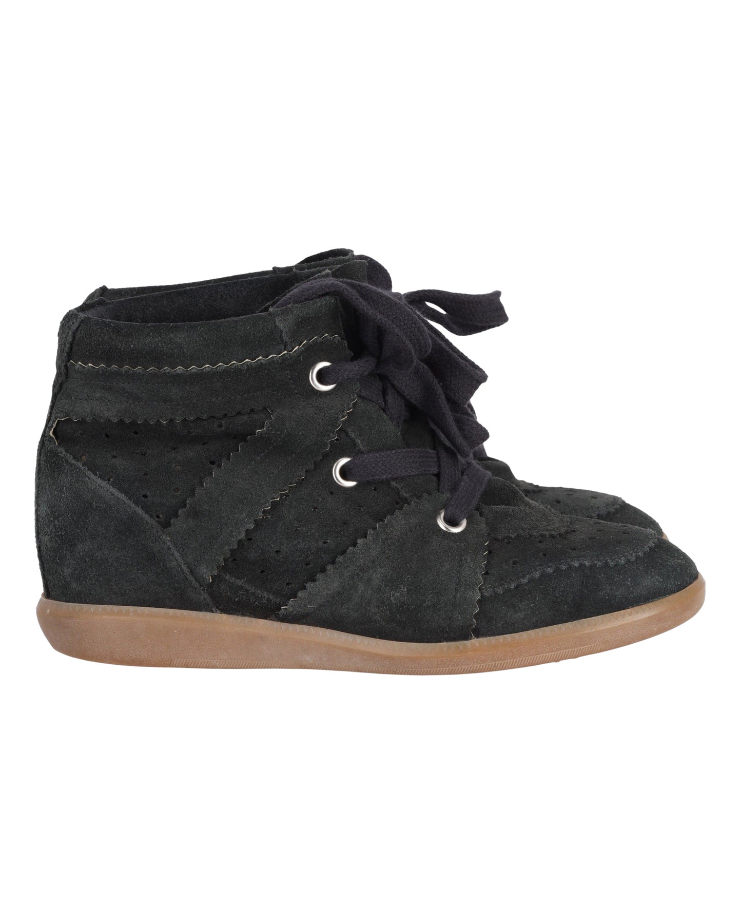 Isabel Marant Bobby High-Top-Keilsneaker aus schwarzem Veloursleder