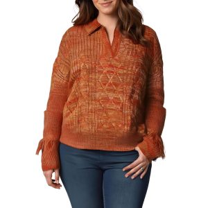 Strickpullover mit Fransen und V-Ausschnitt in großen Größen