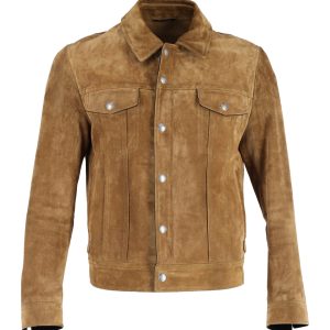 Tom Ford Truckerjacke aus braunem Veloursleder