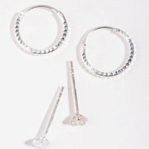 Stern-Ohrstecker und Creolen aus Sterlingsilber