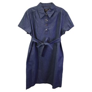 A.P.C. 7733683093564 Minikleid – Baumwoll-Denim, Gürtel, Blau