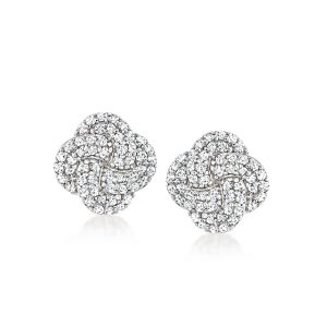 Ross-Simons Love Knot Ohrringe mit Diamanten aus Sterlingsilber