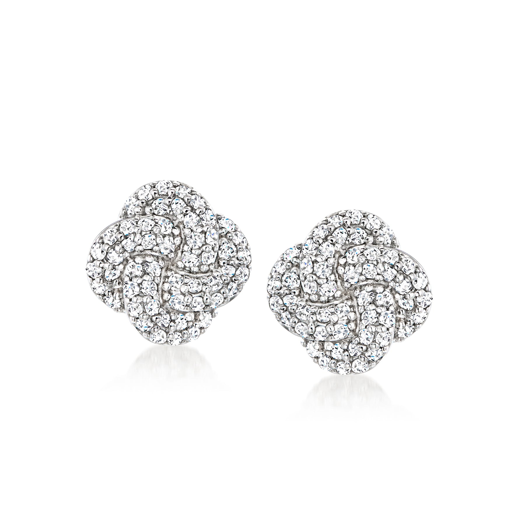 Ross-Simons Love Knot Ohrringe mit Diamanten aus Sterlingsilber