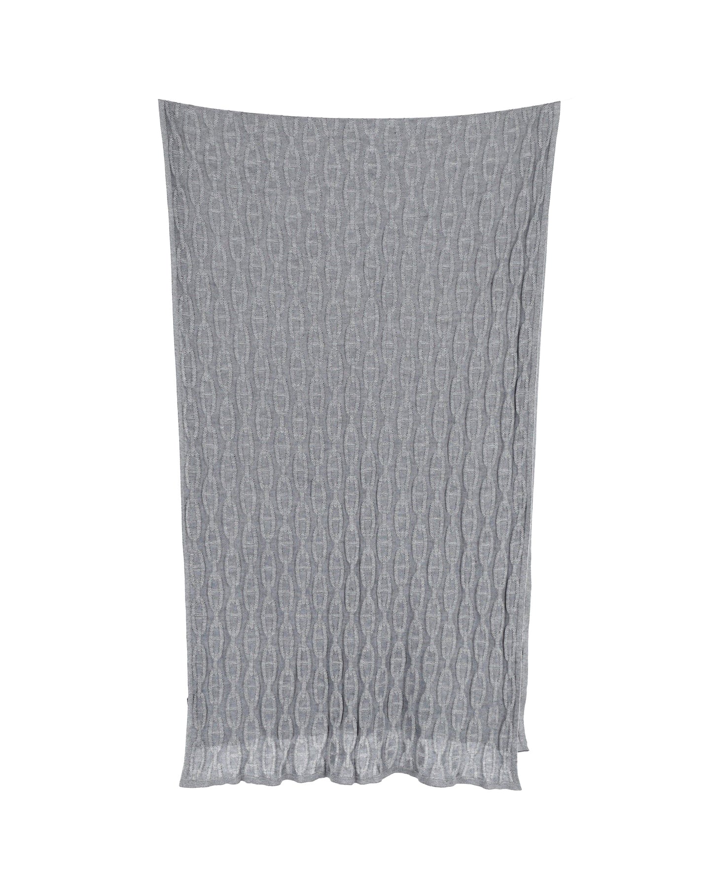 Hermes gestrickter Schal mit Kettenmotiv aus grauer Baumwolle und Seide