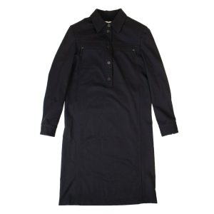Marineblaues Hemdkleid aus Wolle
