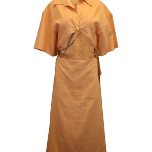Christopher Esber perlenverziertes Midi-Hemdkleid aus orangefarbener Viskose
