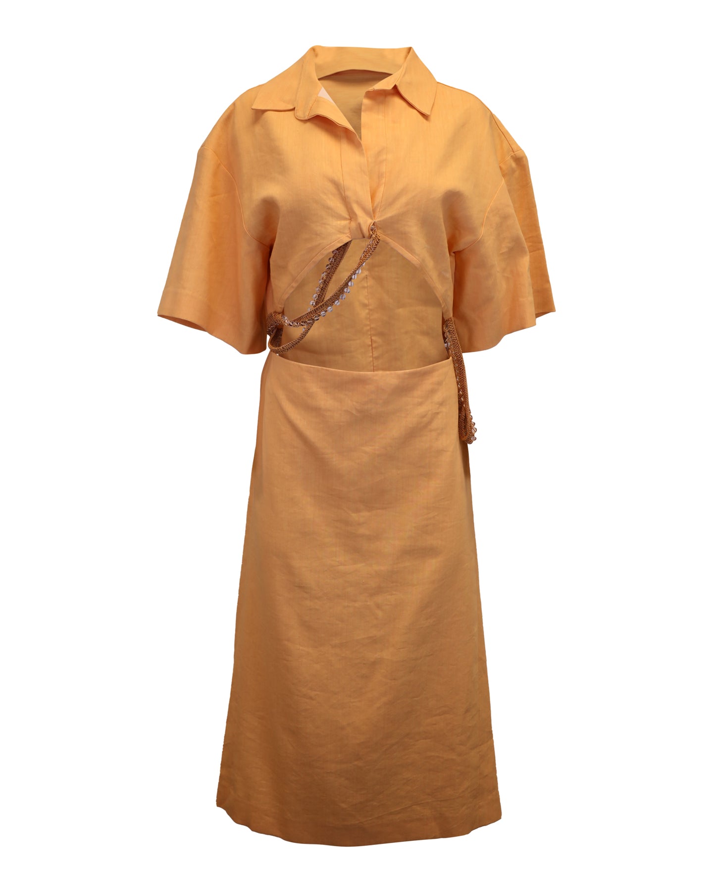 Christopher Esber perlenverziertes Midi-Hemdkleid aus orangefarbener Viskose