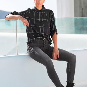 LASCANA Bluse – Knopfleiste, Damen, lang