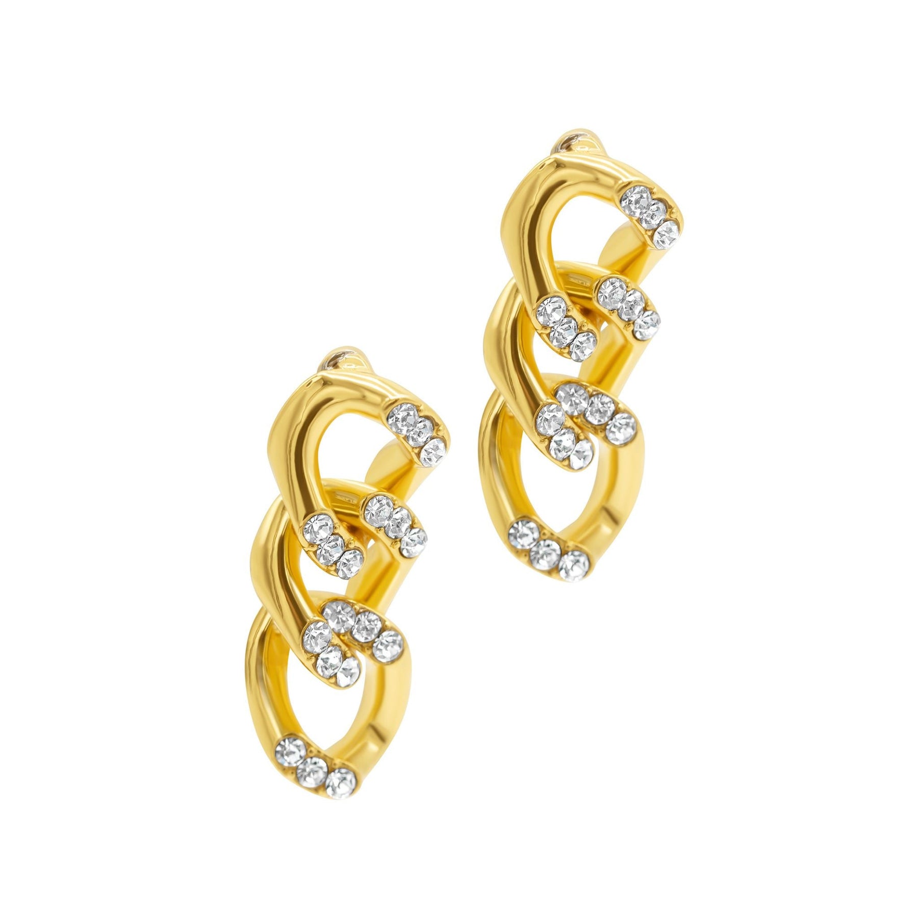 Ohrringe – Panzerkette, Kristall, Gold