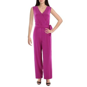 Jumpsuit aus mattem Jersey mit V-Ausschnitt in Kurzgröße