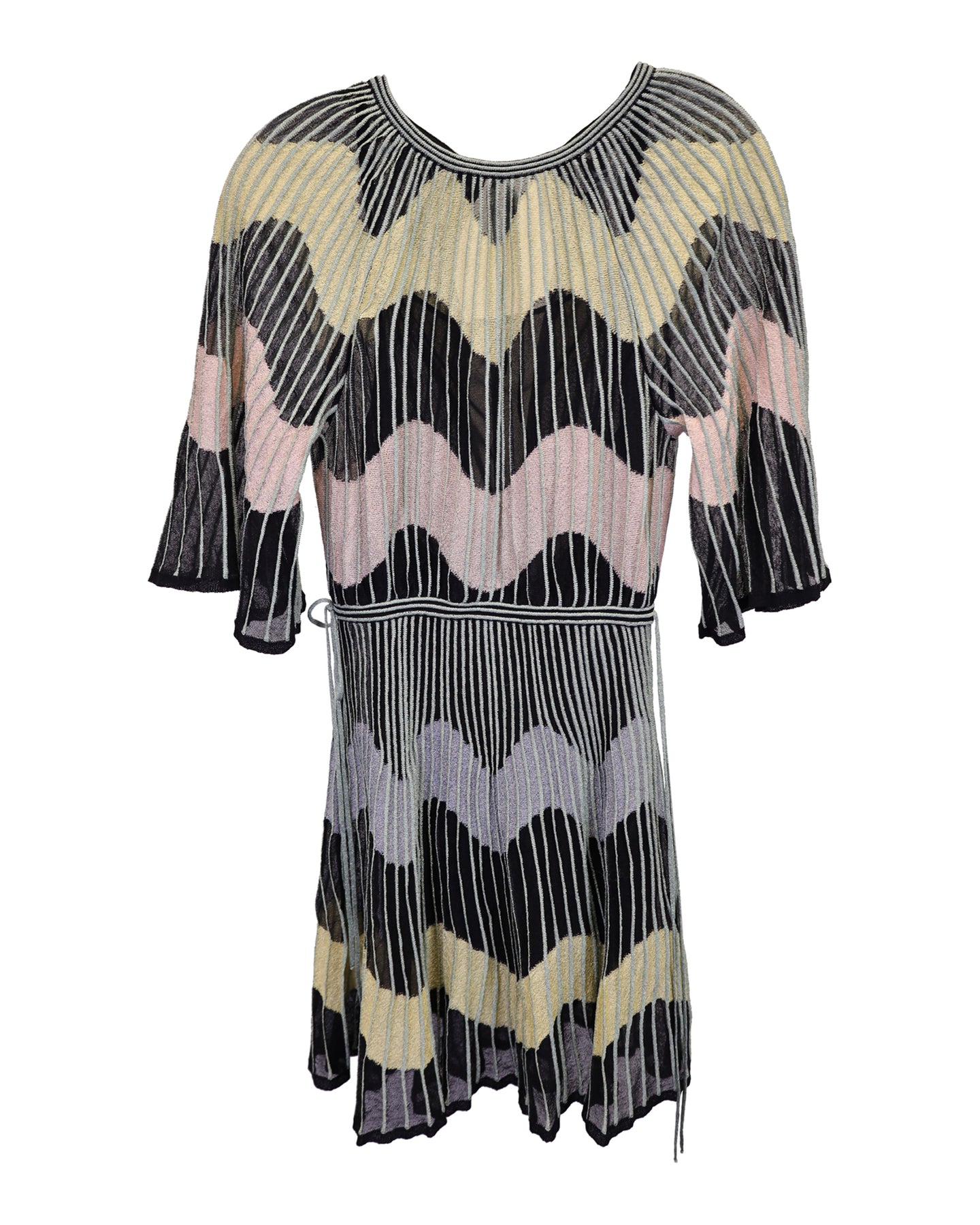 M Missoni Kleid – Viskose, Kurzarm, Streifenmuster, Mehrfarbig – 7748635328572