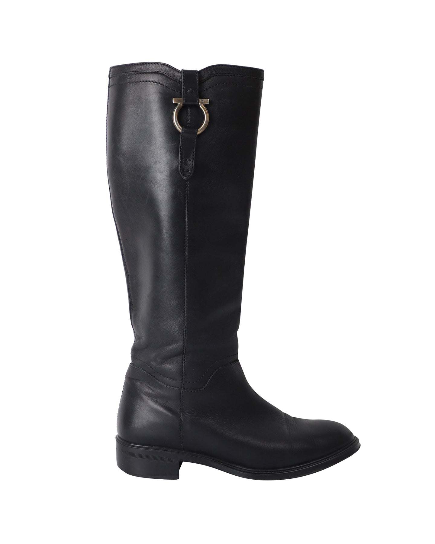 Salvatore Ferragamo Fersea Reitstiefel aus schwarzem Leder